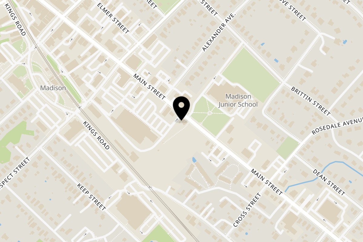 Map showing the location of NEER - Modern Indian Dining on 143 Main St in Madison
